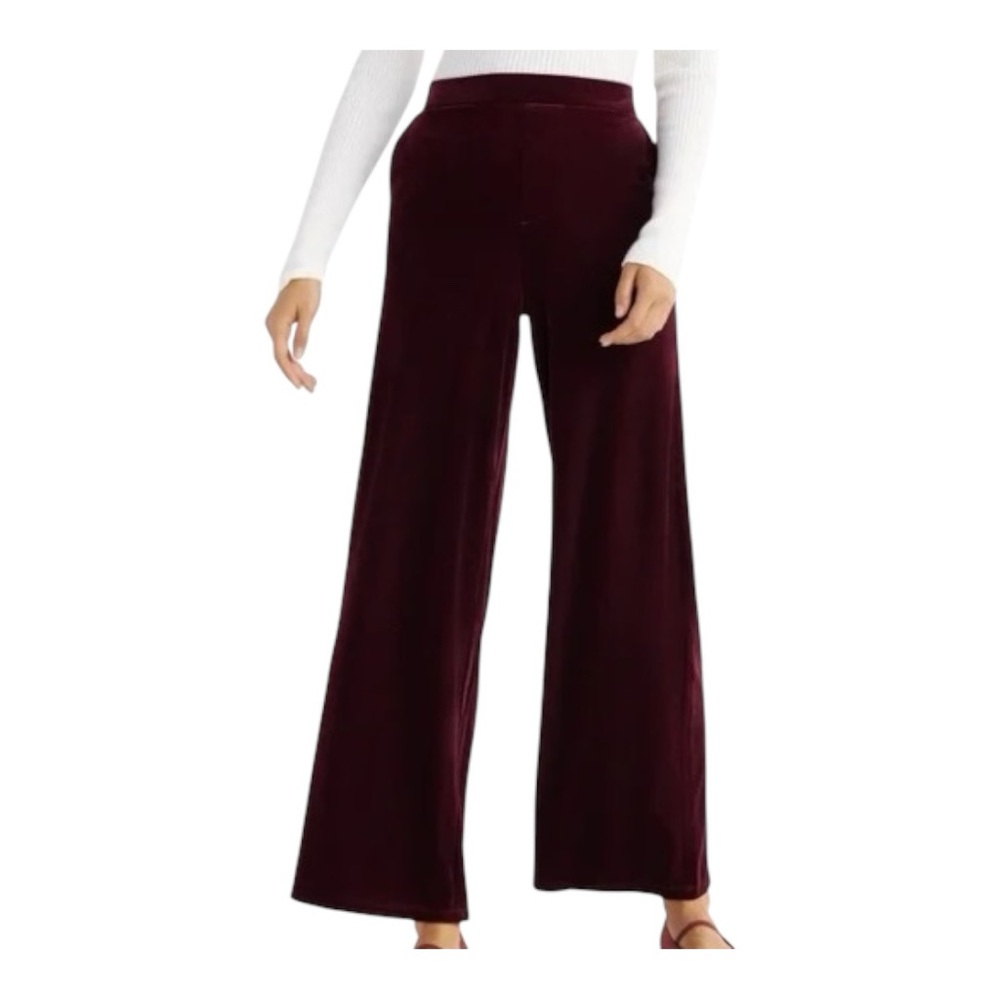 Time and Tru Women's Wide Leg Pants - Burgundy